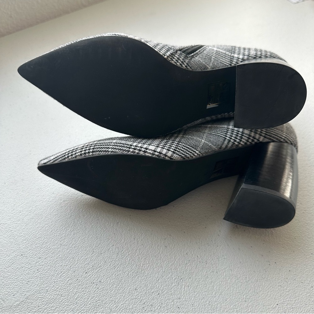 Jeffreycambell plaid black gray white fabric with pointed toe and blockheel - Picture 10 of 10